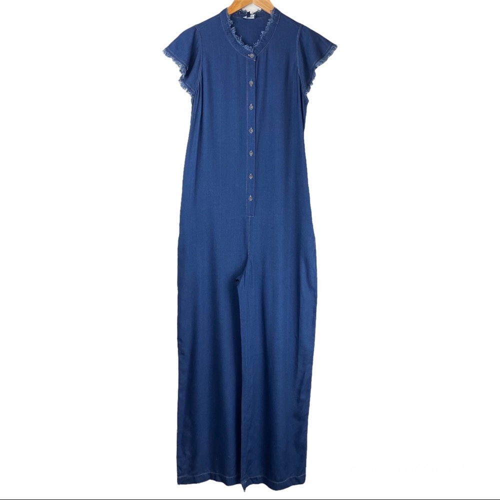 NWT Splendid Crosshatch Chambray Denim Button Up Jumpsuit Sz Small